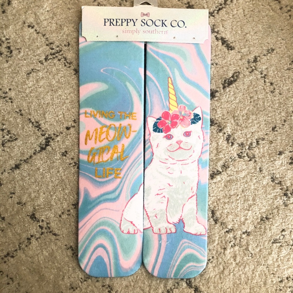 2/$10 Unicorn Cat Socks & Phone Wallet, Rainbow New - Picture 2 of 4
